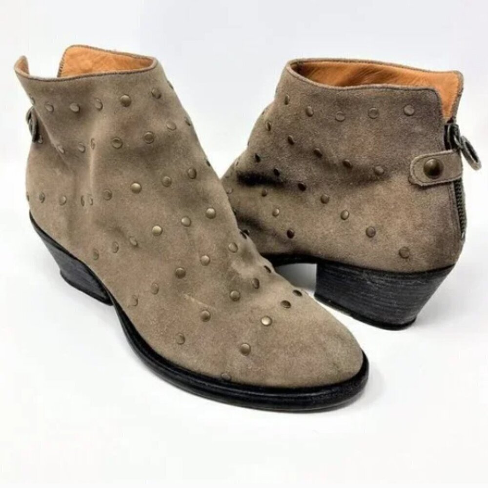 Fiorentini + Baker Suede Studded Zip Ankle Boots - Size 7.5 Eu 38